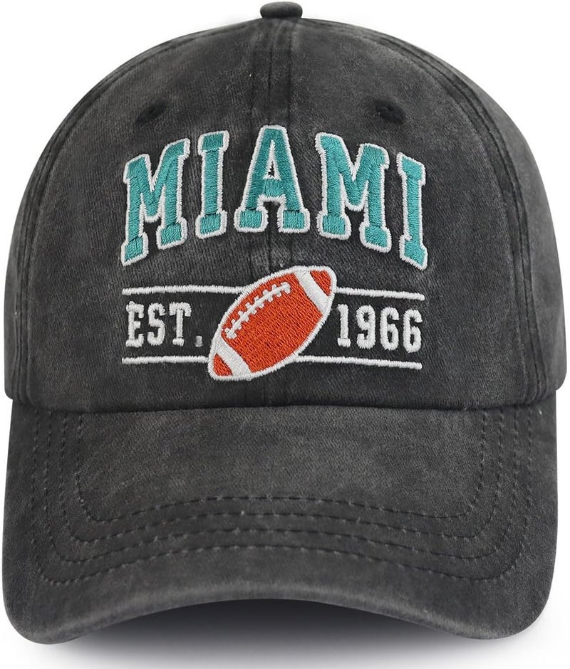 Terojnkl Embroidered City Football Hat for Men Women, Adjustable Unisex Cotton Fans Baseball Cap - Image 1